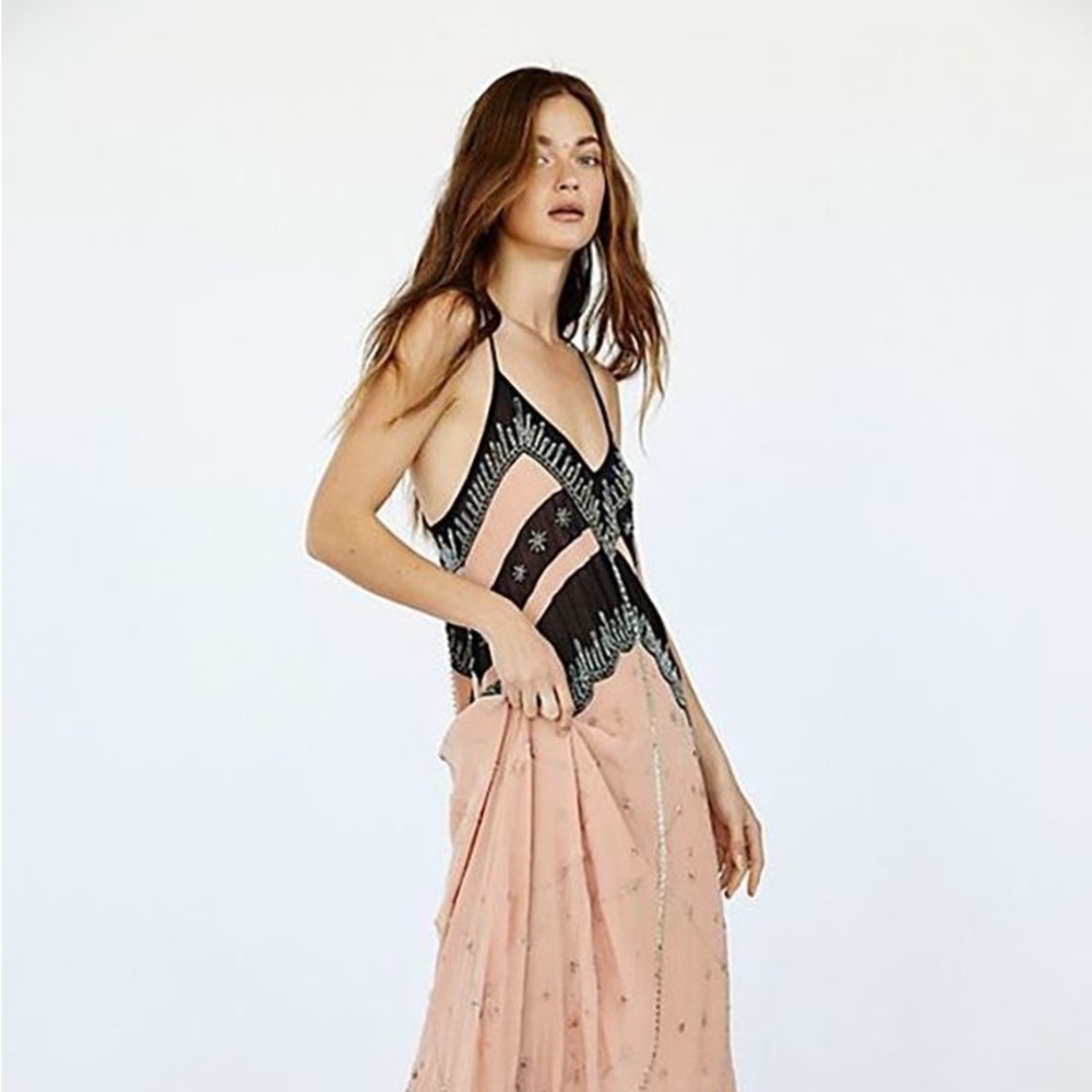 NWT Free People Pink beaded maxi dress